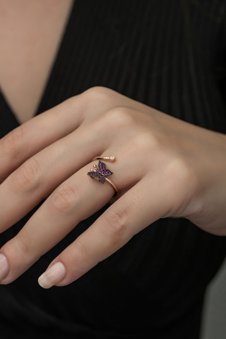 Heliophilia Silver Anillo de Plata de Ley 925 con Baño de Oro Rosa y Circón
